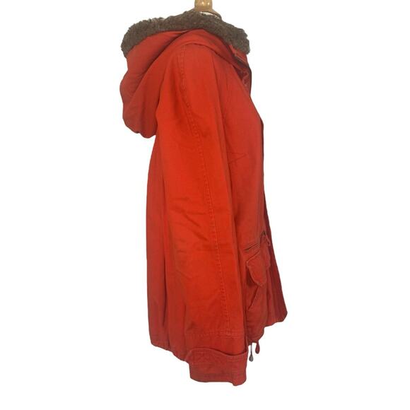 ANTHROPOLOGIE DAUGHTERS OF THE LIBERATION Pintuck Faux Fur Hooded Parka Size L - Picture 6 of 12